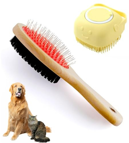 Pack de Cepillos para Perros y Gatos Cepillo Perro Piene para Gatos - Desenredante Deslanador para Mascotas de Pelo Largo Corto. Incluye Cepillo Baño, Water Brush, (Grande)