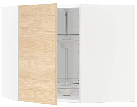 METOD Eck-Hängeschrank mit Karussell, 68x60 cm, Weiß/Askersund Licht-Esche-Effekt