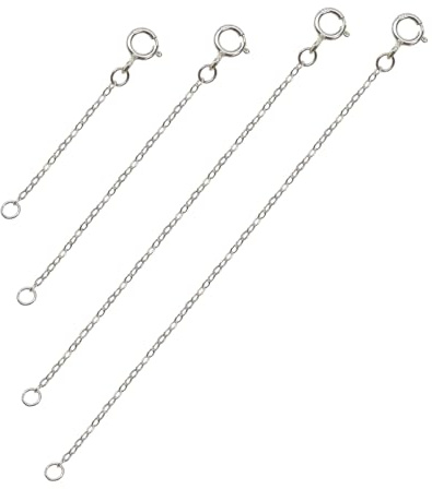 TOAOB 4 Stück 925 Sterling Silber Verlängerungskette Halskette Extender Verlängerung Silber 3cm 5cm 8cm 10cm für Schmuckherstellung