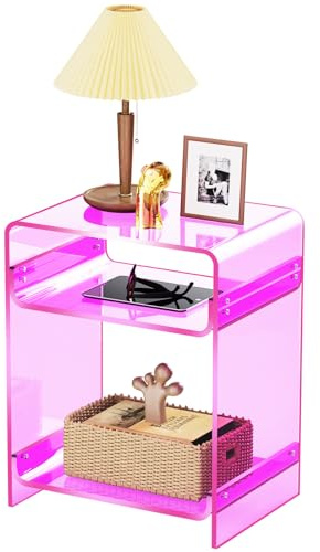 solaround Acryl Beistelltisch, Transparenter Beistelltisch, Nachttisch, 30 x 40 x 50 cm (Rosa)