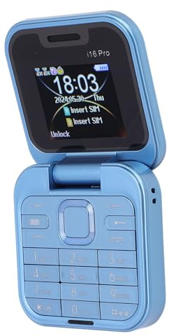Tosuny Mini Flip Mobile Phone, 2G Dual SIM Foldable Cell Phone with 1.77 HD Display, HD Rear Camera, FM Radio, Quick Dial, LED Flashlight, Big Buttons Flip Phone for Seniors (Blue)