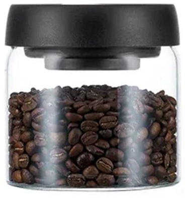 Kznifmk Brocca Sigillata Vuoto in Vetro di Chicchi di Caffè, Scatola Ermetica per Conservare la Freschezza degli Alimenti, Barattolo di Stoccaggio da 500 ML