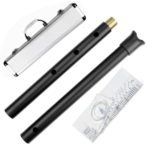 Bambusflöte Bambusflöte Shakuhachi 5 Löcher D-Klappe Metall Bambusflöte Knackt Nie Silber Oder Schwarz Bambusflöte Metallinstrument(Black 2.0 box)