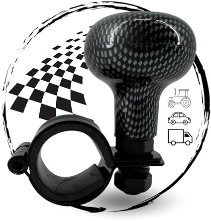 TronicXL Premium Lenkradknauf Lenkradnabe Lenkrad Carbon Look Knauf I Steuerknopf Abnehmbar Spinner Racing Knopf für Auto KFZ LKW Rasenmäher Traktor