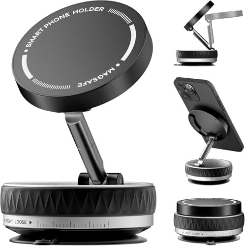 Gerbala Supporto Magnetico per Telefono per Auto con Aspirazione a Vuoto, Smartphone a Ventosa più Forte da 66 Libbre, Supporto per Telefono Magnetico per Auto Regolabile a 360 ° (B)
