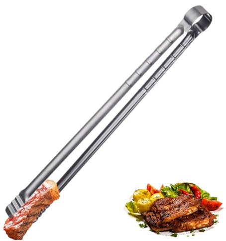 Pinzas de metal para barbacoa, pinzas de acero inoxidable | Pinzas de metal largas de alto rendimiento, multiusos – Accesorios para salchichas de carne, verduras de pescado