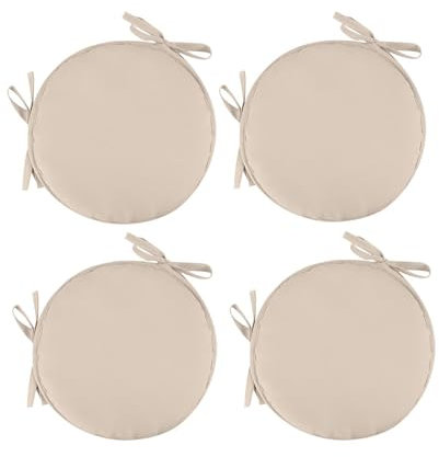 4er Pack Premium Sitzkissen Besonders Bequemes Stuhlkissen Runde Sitzauflage in 30cm Sitzkissen Stuhl Indoor Outdoor Kissen Langlebige Stuhlkissen Für Hocker, Stühle, Bänke Und Fußböden(Beige)