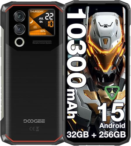 DOOGEE Blade10 Max Rugged Smartphone Android 15, 32GB+256GB/2TB Rugged Phone, 10300mAh Battery, 1.54” Touch Back Screen, 4G Dual SIM-free&Unlocked Mobile Phones, 50MP AI Camera/3 Card Slots/NFC, Black