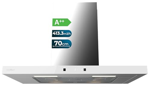 Cecotec Campana Extractora en forma de T Bolero Flux TT 704400 Inox A++, 70cm, 413,3m³/h de succión, Clase A++, Control Táctil Invisible, Hand Movement Control, Función Booster, Filtros Lavables