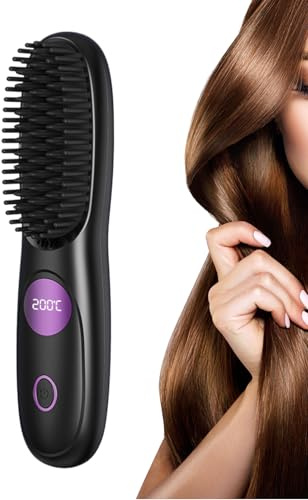 Plaques à Cheveux Pour Femmes | Peigne Anti-Chaud Sans Fil Rechargeable USB,Outils de Coiffure - Pour Voyage Maison Mariage Mariée Spa Fête Vacances Été Utilisation Quotidienne