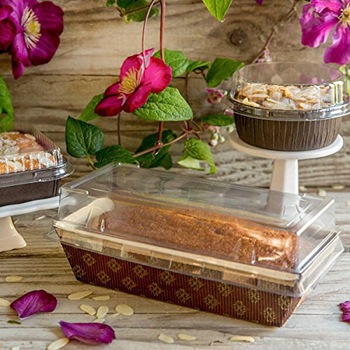 Pastry Chef's Boutique Rectangular Paper Loaf Pan Molds Medium Size with Lids - 7''x3''x2'' - 12pcs