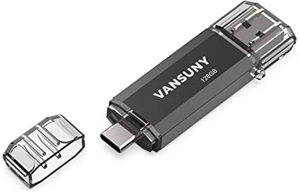 Vansuny Unidad Flash Tipo C de 128 GB 2 en 1 OTG USB 3.0 + USB C Memory Stick con Llavero Dual Thumb Photo Stick Jump Drive para teléfonos Inteligentes Android, computadoras, MacBook, tabletas, PC