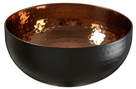 Premier Housewares Mixology Hammered Bowl Ornament, Stainless Steel, Copper/Black - Large