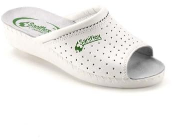 Saniflex 851-1 Médical Certifié Sabots Mules Chaussons Chaussures en Cuir, Femme, Blanc, EU 37