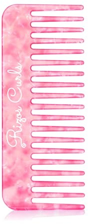 Rizos Curls Wide Tooth Shower Comb for Detangling, Parting & Styling, Gentle for all Hair Textures, Pink