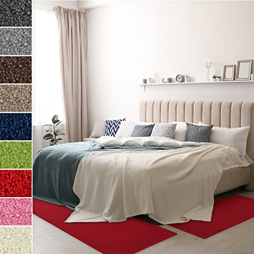 Velours-Bettumrandung Dynasty - Bettvorleger Teppichläufer - 3-teiliges Läufer-Set in 3 Größen (B: 67 cm | L: 1 x 250 cm + 2 x 140 cm, Rot)