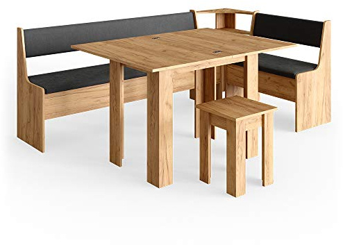 Vicco Groupe de banquettes d'angle Roman, Chêne de Force doré, 210x120cm avec Table, adapté à Une Installation d’Angle dans Les Cuisines et Les salles à Manger