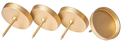 Novaliv 4X Kerzenpick flach 8,5cm Gold Aluminium Weihnachtskranz Kerzenständer Adventskranzdeko Kerzenhalter Adventskranz Adventskerzenhalter Kerzenteller zum Stecken rund Kerzenpin