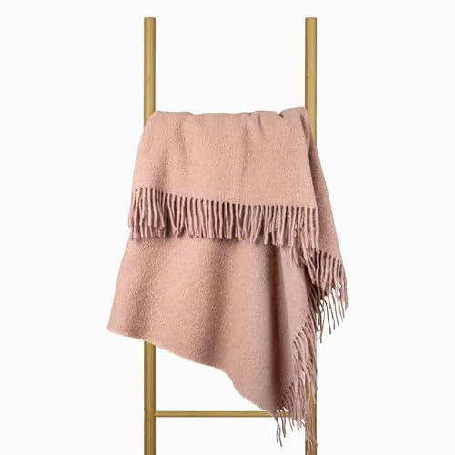 Nostra Zelandia 100% Coperta in Pura Lana – Plaid Caldo, Traspirante e Leggero per Divano, Letto e Uso Esterno, Termoregolante con Frange - Prodotto in Europa