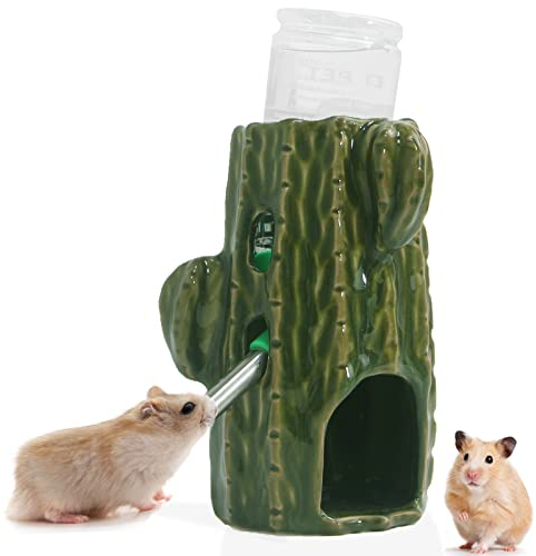 Kelivi Hamster Water Bottle with Stand, 2-in-1 Adjustable 80ml, Guinea Pig Water Bottle for Glass Tank, No Dripping, Chew Proof, Mice, Rats