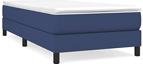Tidyard Boxspringbett Doppelbett Bettgestell Polsterbett Bett Hotelbett Jugendbett Bettrahmen Lattenrost Designerbett Schlafzimmerbett 90 x 200 cm (B x L),Stoff Sperrholz, Holzwerkstoff,Blau