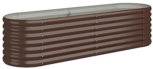 vidaXL Jardinera Arriate Elevado Macetero Maceta Tiesto Soporte para Plantas Vegetales Hierbas de Acero Galvanizado Marrón 152x40x36cm