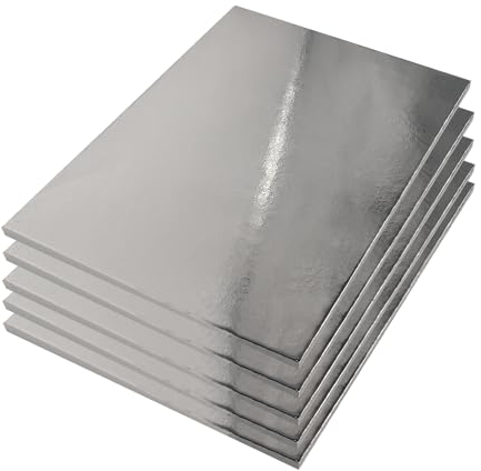 Piatto per torte Cake-Drum stabile, rettangolare, 40 x 30 cm, altezza 1,2 cm, per il trasporto di torte, riutilizzabile, stabile, argento