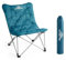 Luxury Camping Chair for Adults | Comfy Folding Chairs with Large Relax Padded Seat | Heavy Duty Moon Chair with Back Pocket | Portable Carry Bag | Outdoor Indoor Garden Fishing Beach Blue