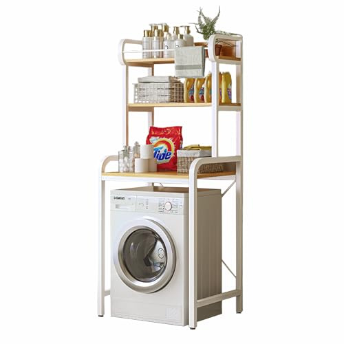 MAGIC SELECT Top Shelf for Washing Machine | Bathroom Organizer Shelf Save Space | 3 Tier Bathroom Storage Cabinet | Wood E1 and Steel.