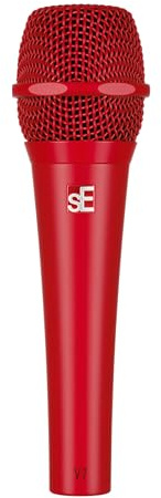SE ELECTRONICS V7 Supercardioid Dynamic Handheld Vocal Microphone - Red Supercardioid Dynamic Microphone with Integrated Shockmount and Internal Windscreen