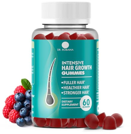 Dr. Robaina Intensive Hair Growth Gummies | Fuller-Looking Hair | Healthier Hair Appearance | Stronger Hair | Made in USA
