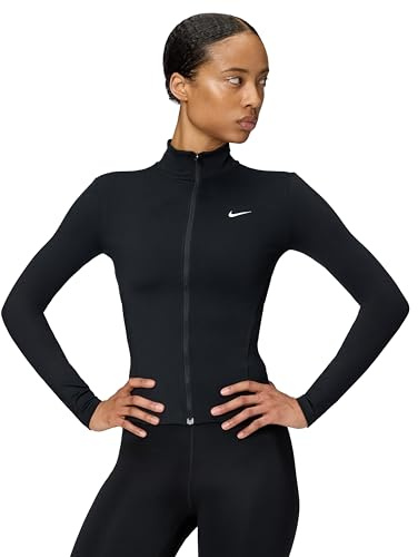 Nike Women's One Fitted Dri-Fit Full-Zip Jacket, Black/White, Small