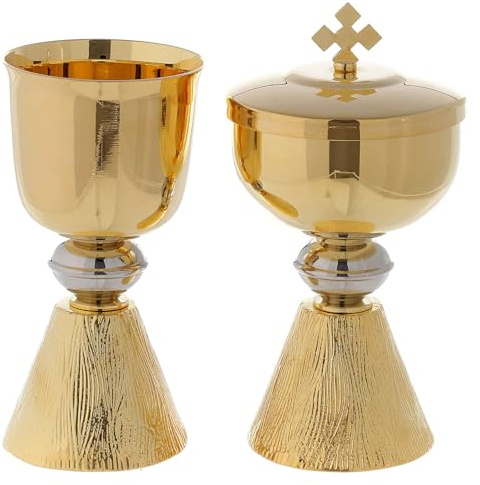 Holyart Cáliz y Copón Base Decorada, CopónAltura píxide: 13 cm|Capacidad Cáliz: 100 ml|Diámetro Copa Cáliz: 6 cm|Diámetro píxide: 6.5 cm|Altura cáliz: 11 cm