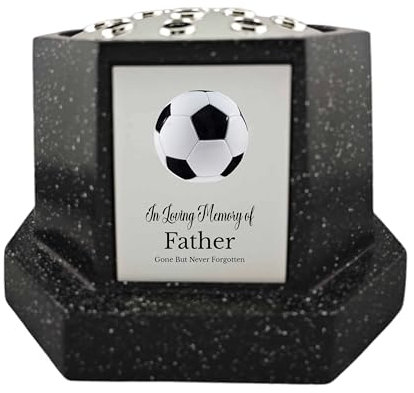 In Loving Memory Of Memorial Octagon Rose Bowl Grave Marker Flower Pot Vase With Football Design Dad & Lots More Black/Silver (UV PRINTED) (Father)