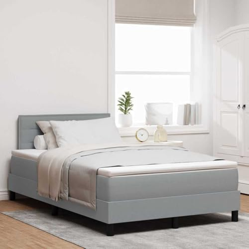 vidaXL Boxspring säng med madrass Ljusgrå 120x200 cm Tyg