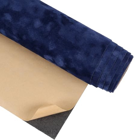 CRE8TIVE Blue Velvet Self Adhesive Wallpaper Dark Blue Floral Fabric Felt Contact Paper 30 x 200cm Velvet Vinyl Wrap for Jewelry Box Drawer Liners DIY Craft Furniture Stickers Wallpaper for Bedroom