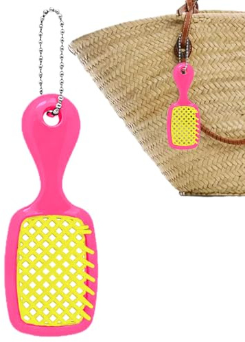 Mini llavero de cepillo, accesorio portátil de color brillante, cepillo de pelo compacto y pequeño, práctica herramienta de viaje para estudiantes familiares, adultos, hombres y mujeres, uso diario en