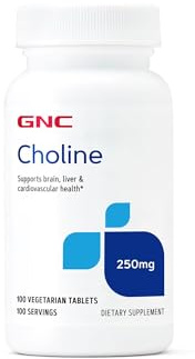 GNC Choline 250mg | Supports Brain, Liver and Cardiovascular Health | Vegetarian | 100 Count