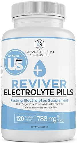 REVIVER Superior Absorption Electrolyte Pills - Salt Tablets for Runners & Fasting Electrolytes Supplement, Sugar-Free Salt Pills for Hydration, Cramp Defense, Keto Support 120, Electrolyte Capsules