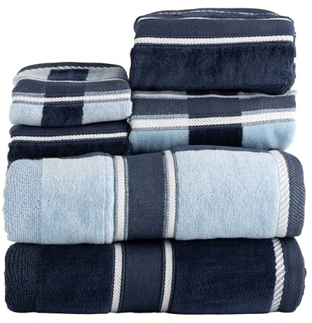 Lavish Home 6 Piece Bathroom Towels Set - 525 GSM 100% Cotton Bathroom Accessories - 2 Bath Sheets, 2 Hand Cloths , and 2 Wash Cloths - Soft Towel Set for Shower, Gym, Dorm, and Spa (Navy)