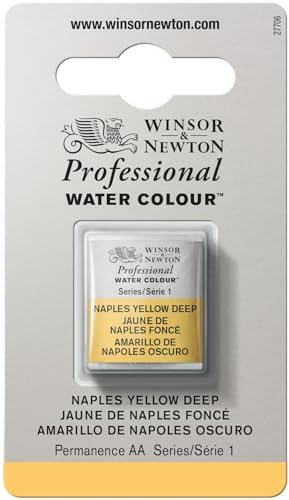 Winsor & Newton Acuarela Profesional - Pintura de Acuarela, Alta Luminosidad, Resistente a la Luz, Calidad de Archivo, 1/2 Godet, Color Amarillo De Nápoles Oscuro