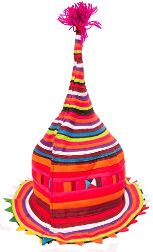 CCcollections Chapeau Traditionnel Fait à la Main de Festival de Tribu de Colline - Fedora ou Forme de cône avec des Couleurs vibrantes (Tall Cone)