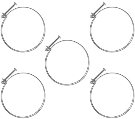 POWERTEC 70218 6 Inch Double Wire Hose Clamp with bolt, Adjustable Hose Clamps for Dust Collection Hose, Dust Collection System Accessories, Dryer Vent Hose & Leaf Vacuum Hose, 5 pk (Color May Vary)
