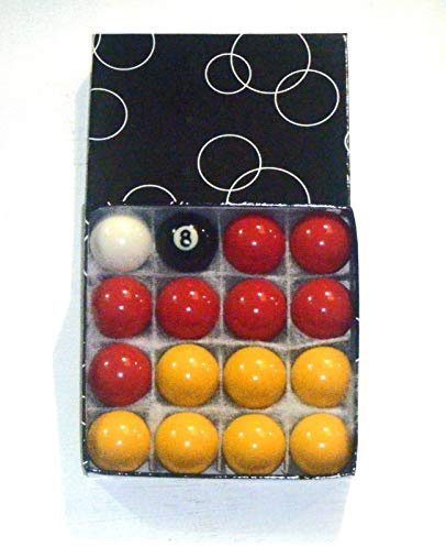 SGL REDS & YELLOWS 1 1/2 (3.81) POOL BALLS COMES WITH OR WITHOUT TRIANGLE** (WITHOUT TRIANGLE)