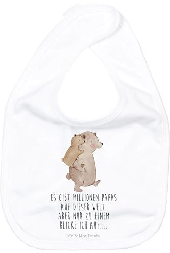 Mr. & Mrs. Panda Organic Babylätzchen Papa Bär - Geschenk, Spucktuch, Geschenkidee für Babyparty, Klettlätzchen, Opa, Babygeschenk, Danke Papa, Sohn,