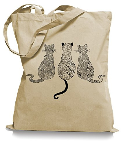 Ma2ca Cats Katzen - Stoffbeutel Tragetasche/Bag/Jutebeutel WM1-sand