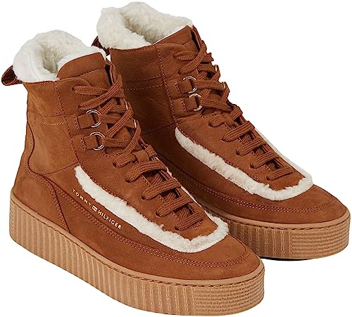 Tommy Hilfiger Essential Lace Up Warmbootie Niedrige Stiefel, Damen, Braun (Natural Cognac), 39 Eu