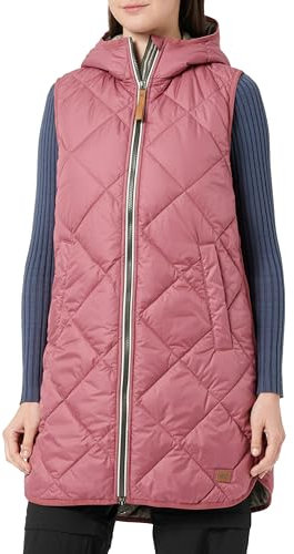 camel active Damen Longweste mit Kapuze aus recyceltem Polyester Rot-Braun, womenswear-40