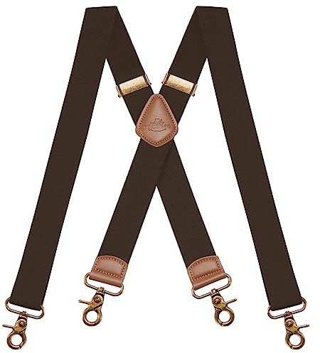 Dresime Hosenträger für Herren mit 4 starken Haken-Clips, X Form elastisch einstellbar Hosenträger für Männer und Damen Arbeitshosen Stark Motorradhose Overalls Jeans