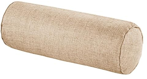 Easnea Almohada de cuello redondo de lino, almohada lumbar larga, almohada de apoyo para brazos, alivio del dolor de cuello, almohada cilíndrica con funda extraíble para dormir, silla, coche, sofá,